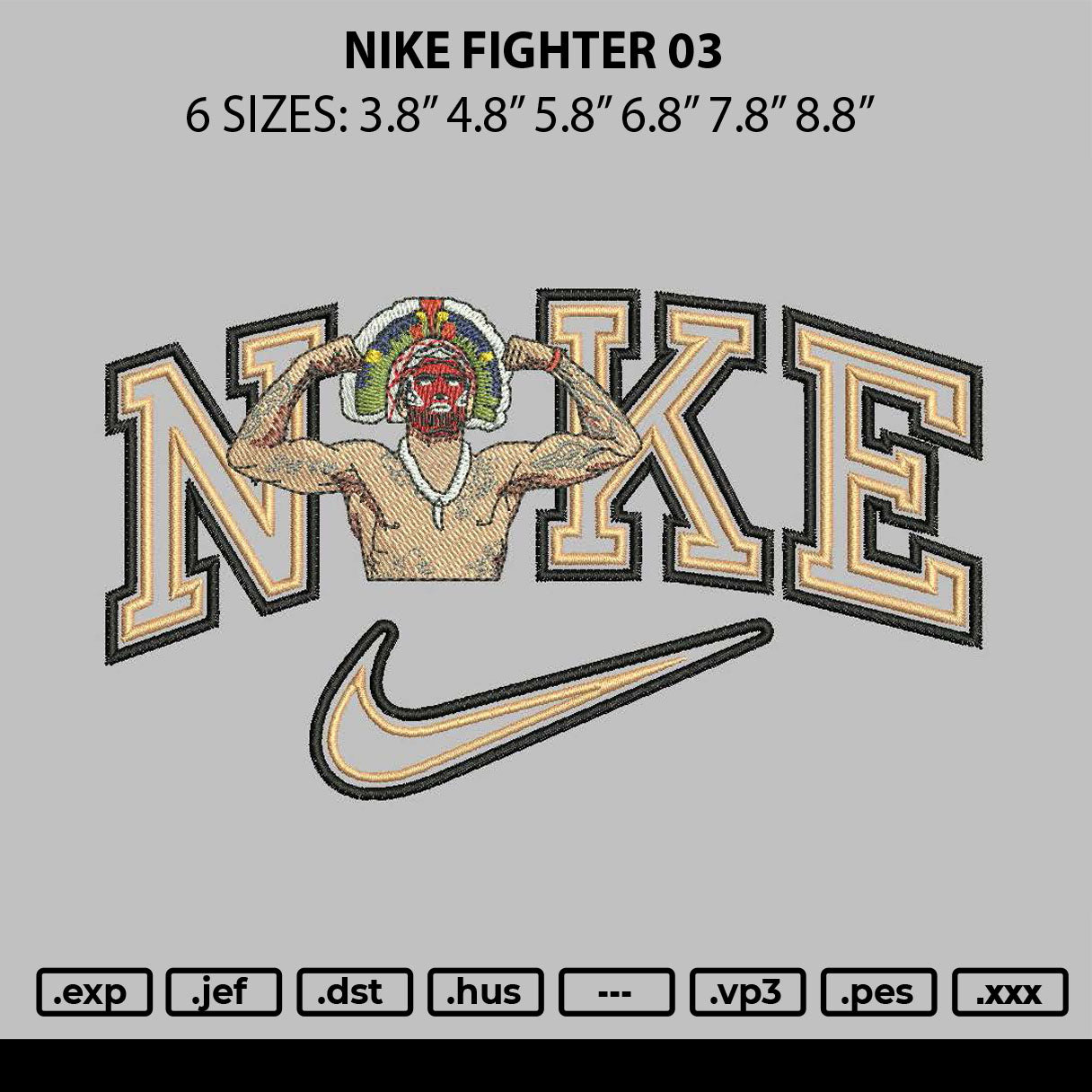 Nike Fighter 03 Embroidery File 6 sizes