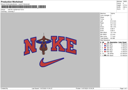 Nike Fill X spiderman Embroidery File 4 size
