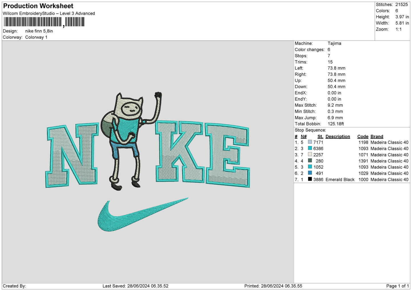 Nike Finn Blue Embroidery File 6 sizes