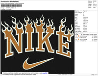 Nike Flames Embroidery File 6 Size