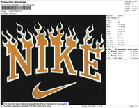 Nike Flames Embroidery File 6 Size