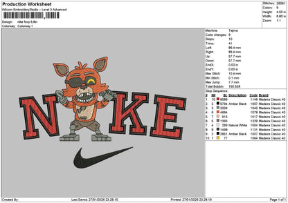 Nike Fox 2701 Embroidery File 6 sizes
