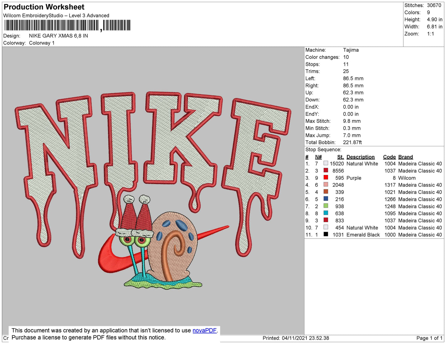 Nike Gary Embroidery File 4 size