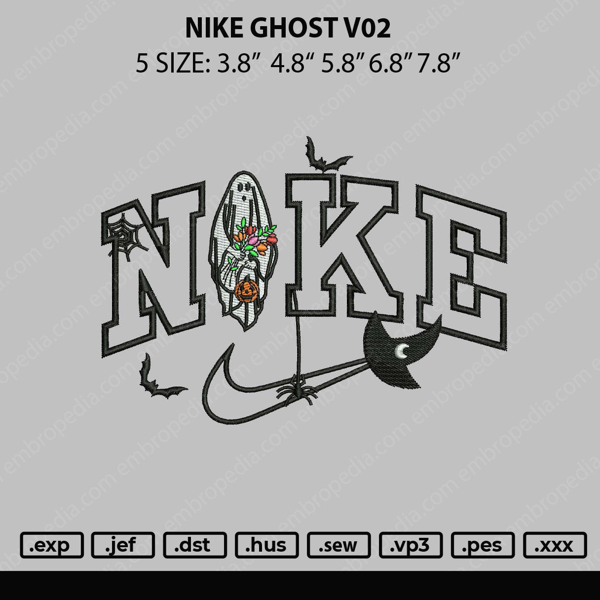 Nike Ghost V2 Embroidery File 5 sizes