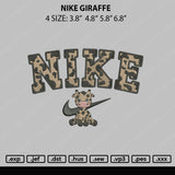 Nike Giraffe Embroidery File 4 sizes
