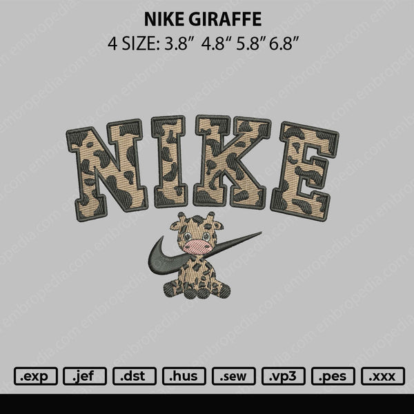 Nike Giraffe Embroidery File 4 sizes