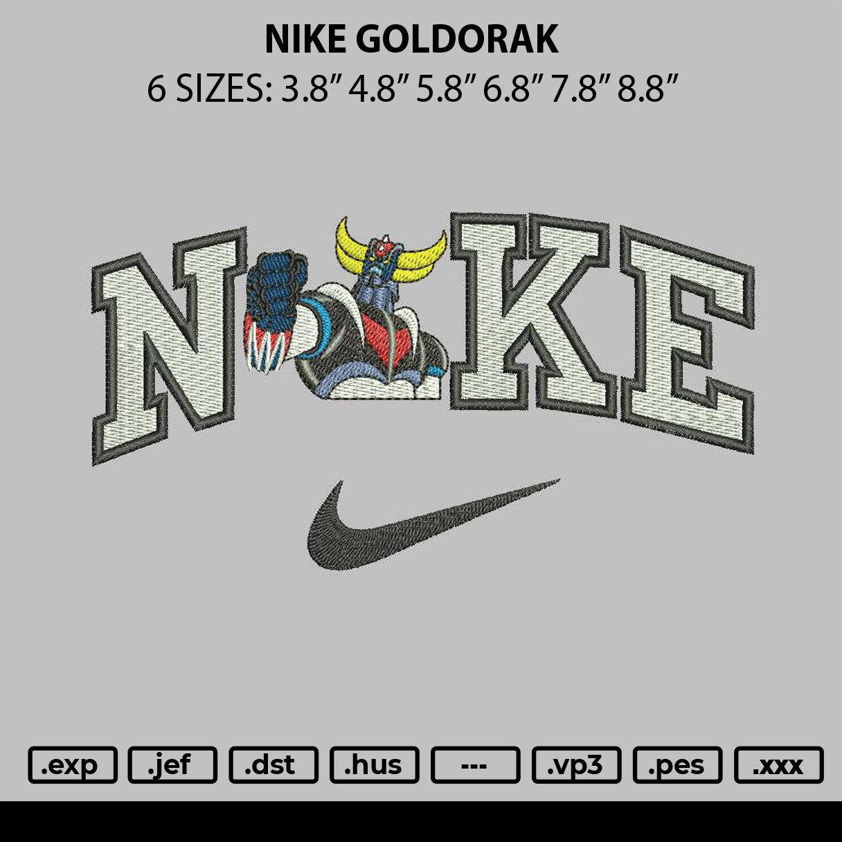 Nike Goldorak Embroidery File 6 sizes