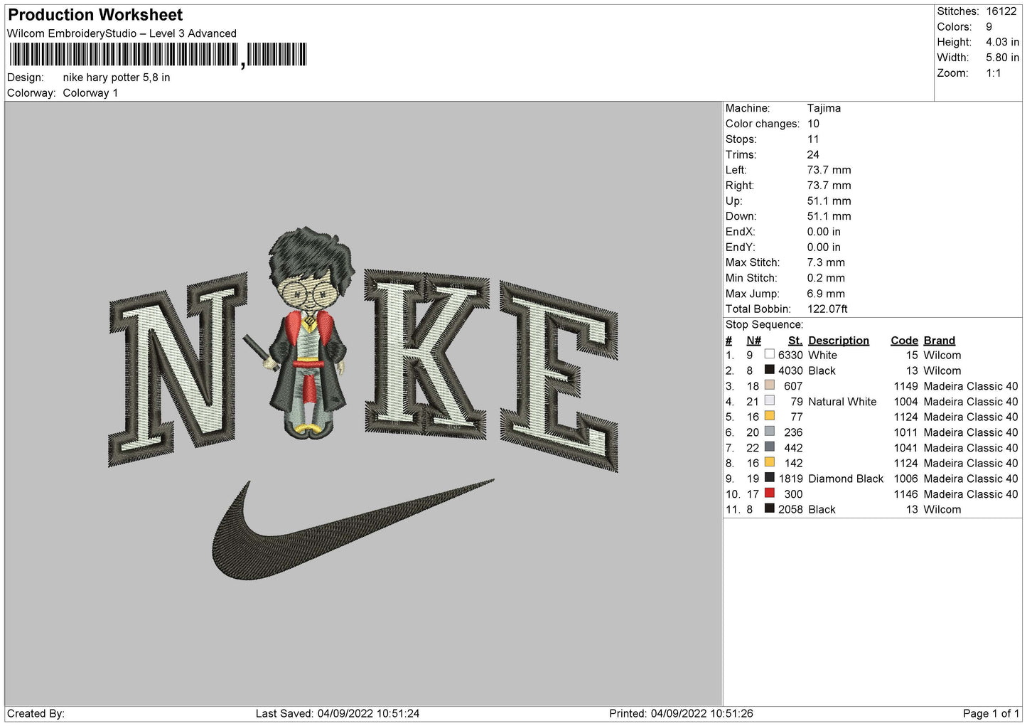 Nike Harry Potter Embroidery File 5 sizes