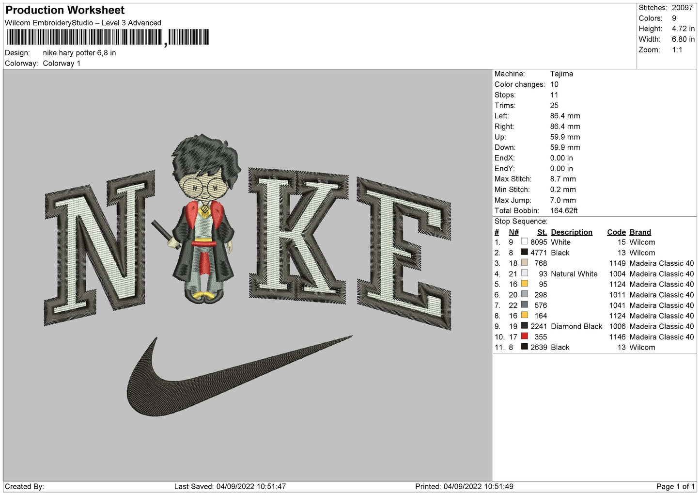 Nike Harry Potter Embroidery File 5 sizes