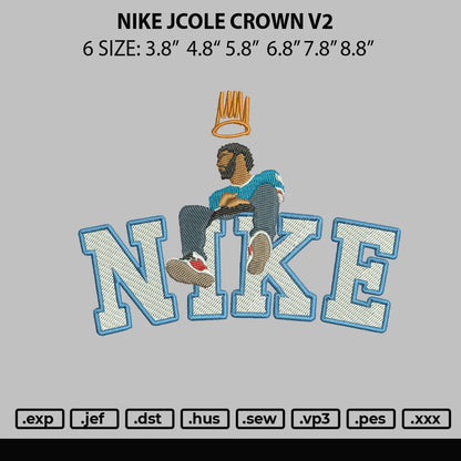 Nike Jcole Crown V2 Embroidery File 6 sizes