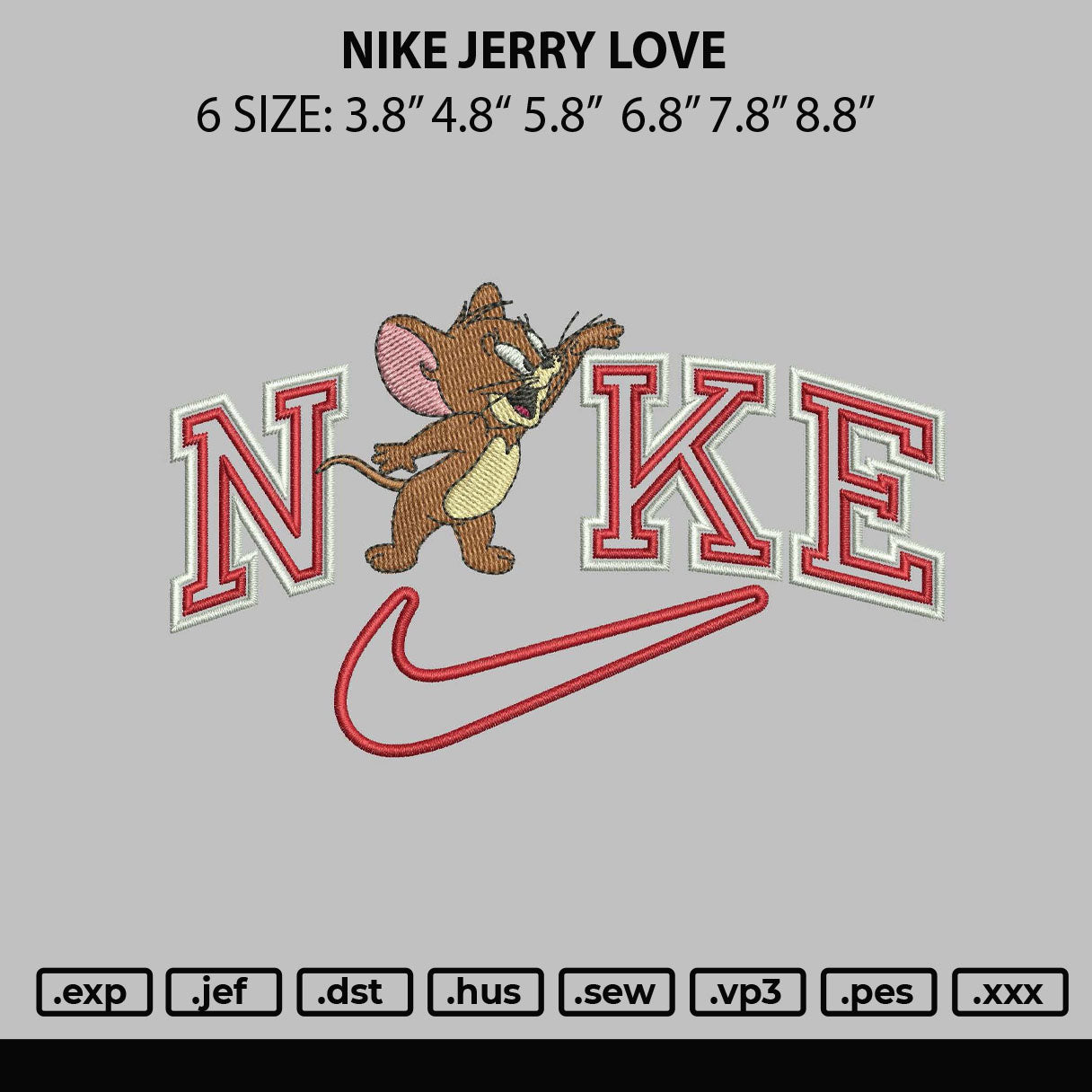 Nike Jerry Love Embroidery File 6 sizes