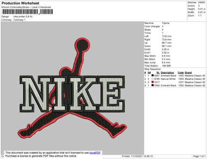 Nike Jordan Embroidery File 4 size