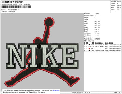 Nike Jordan Embroidery File 4 size