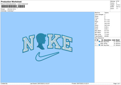 Nike Ken Embroidery File 6 sizes