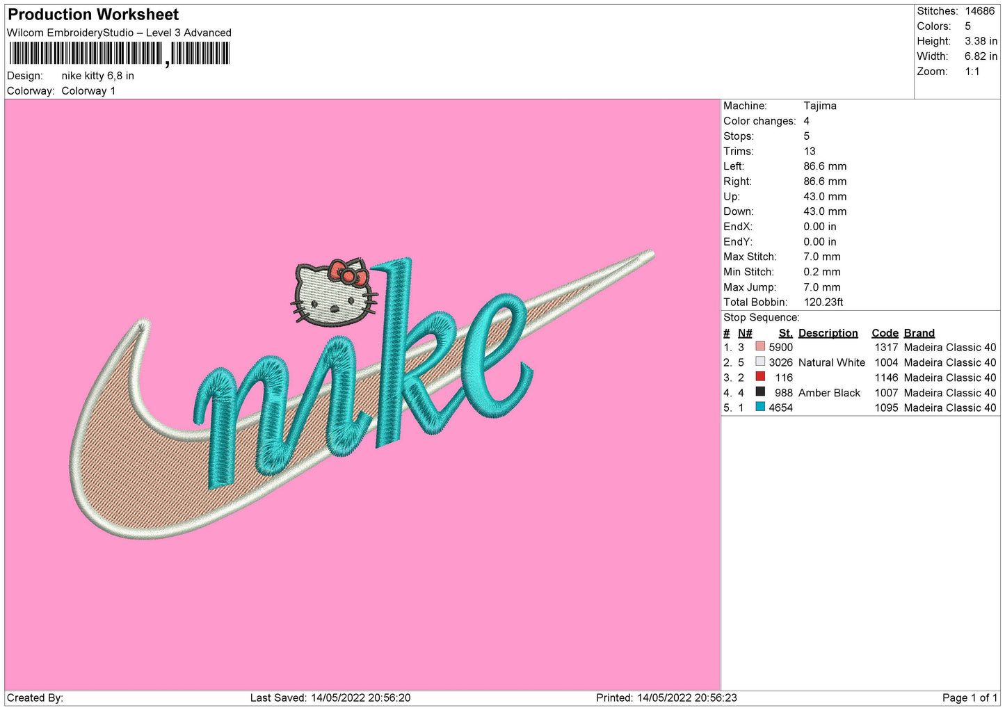 Nike Kitty Embroidery File 4 size