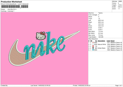 Nike Kitty Embroidery File 4 size
