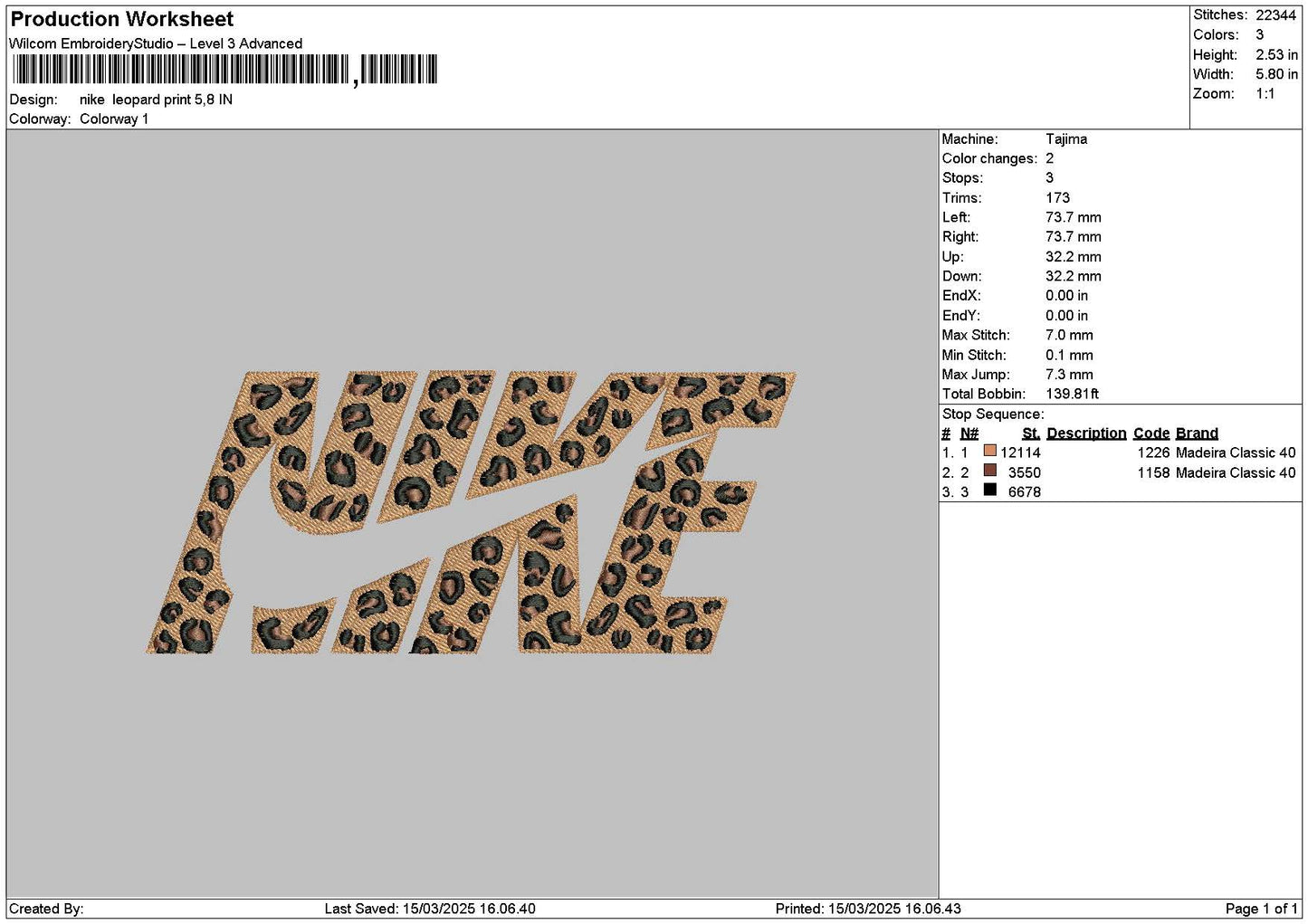 Nike Leopard 03 Embroidery File 6 sizes