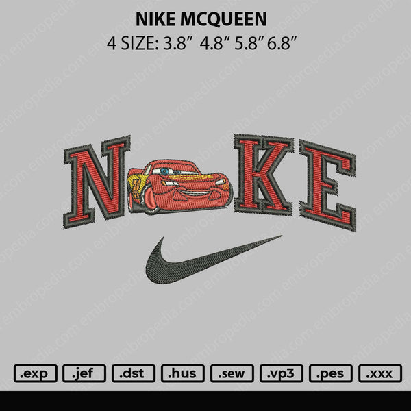 Nike Lightning Mcqueen Embroidery File 4size