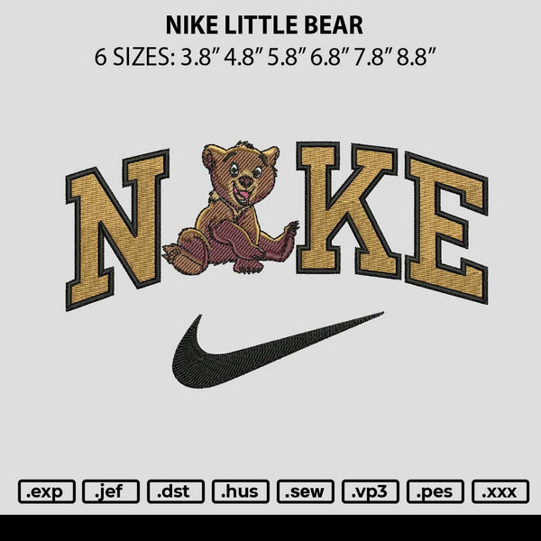 Nike Little Bear Embroidery File 6 sizes