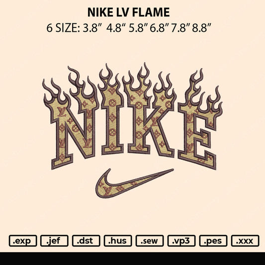 Nike Lv Flame Embroidery File 6 size