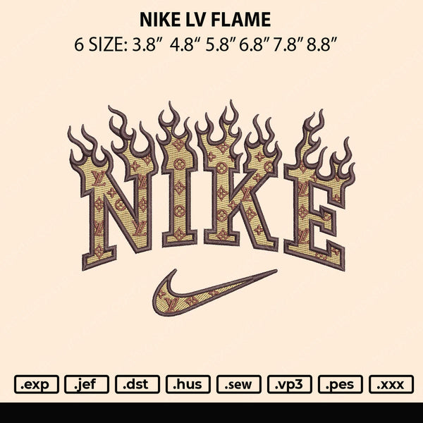 Nike Lv Flame Embroidery File 6 size