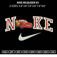 Nike Mcqueen V5 Embroidery File 6 sizes