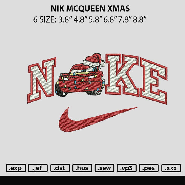 Nike McQueen Xmas Embroidery File 6 sizes