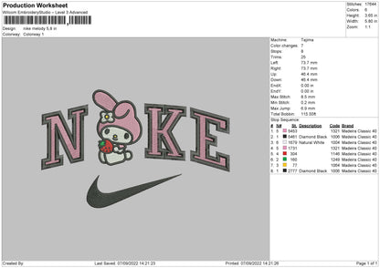 Nike Melody Embroidery File 5 sizes