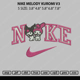 Nike Melody Kuromi V3 Embroidery File 5 sizes