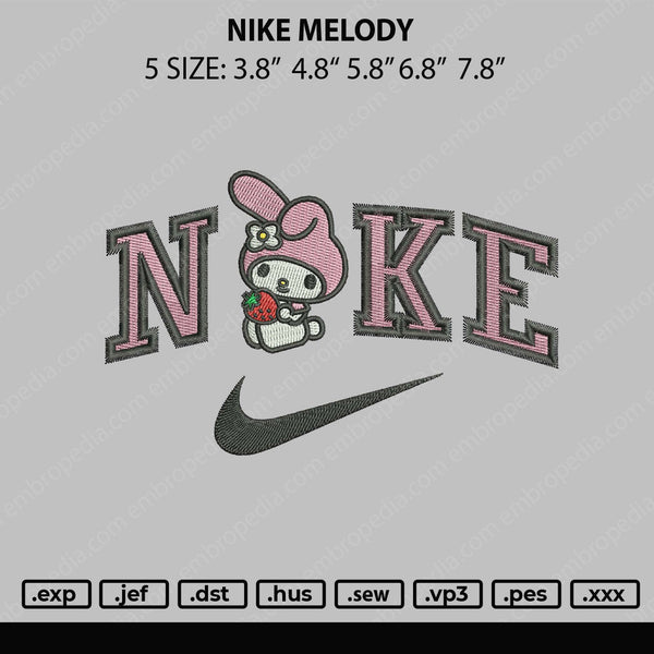 Nike Melody Embroidery File 5 sizes