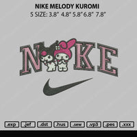 Nike Melody Kuromi Embroidery File 5 sizes