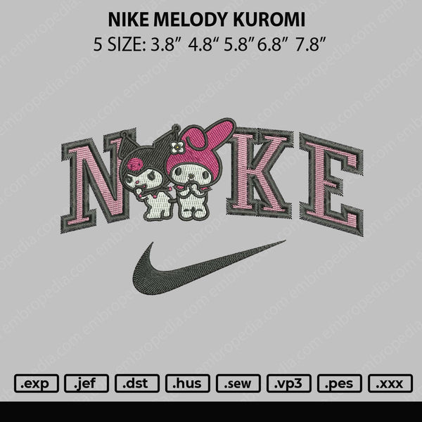 Nike Melody Kuromi Embroidery File 5 sizes