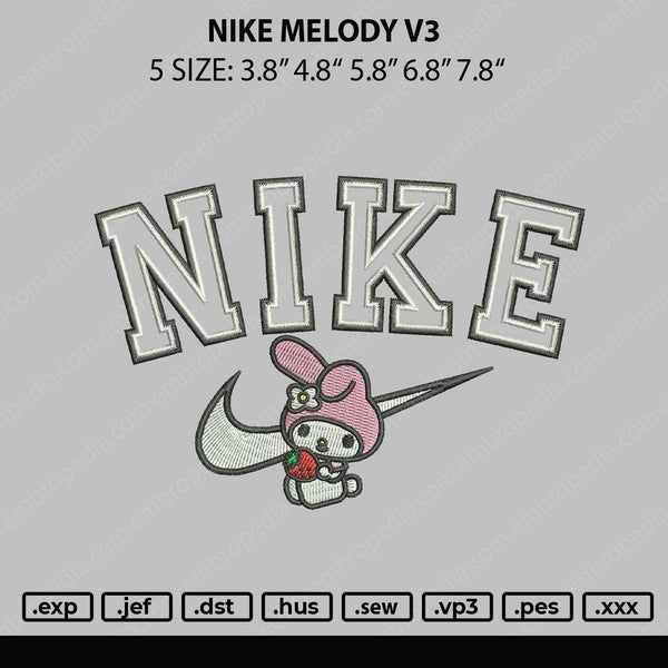 Nike Melody v3 Embroidery File 5 sizes
