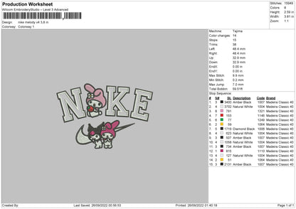 Nike Melodyv4 Embroidery File 5 sizes