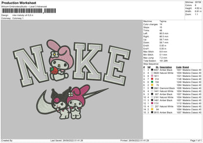 Nike Melodyv4 Embroidery File 5 sizes