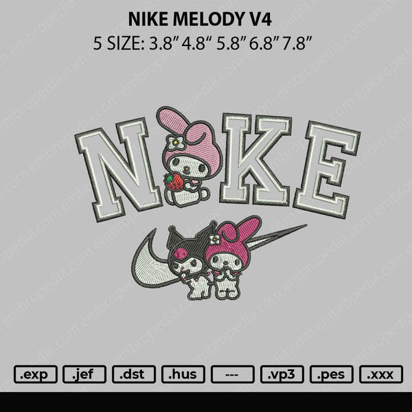 Nike Melodyv4 Embroidery File 5 sizes