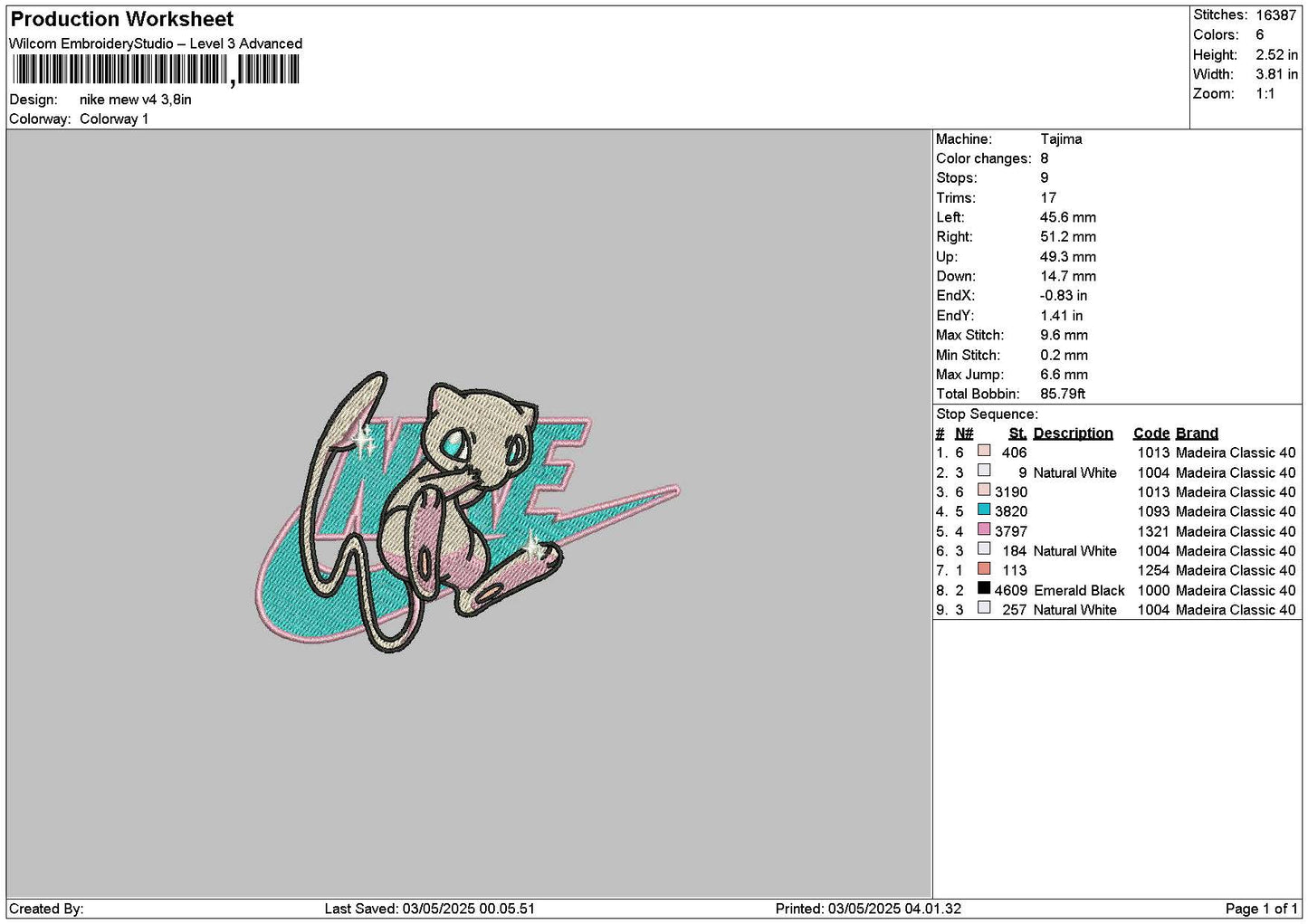 Nike Mew V4 Embroidery File 6 sizes