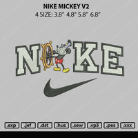 Nike Mickey V2 Embroidery File 4 Size