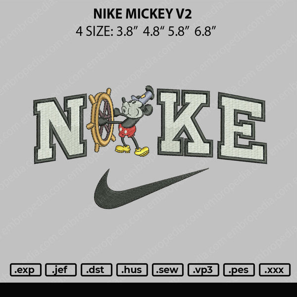 Nike Mickey V2 Embroidery File 4 Size