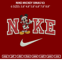 Nike Mickey Xmas V2 Embroidery File 6 sizes