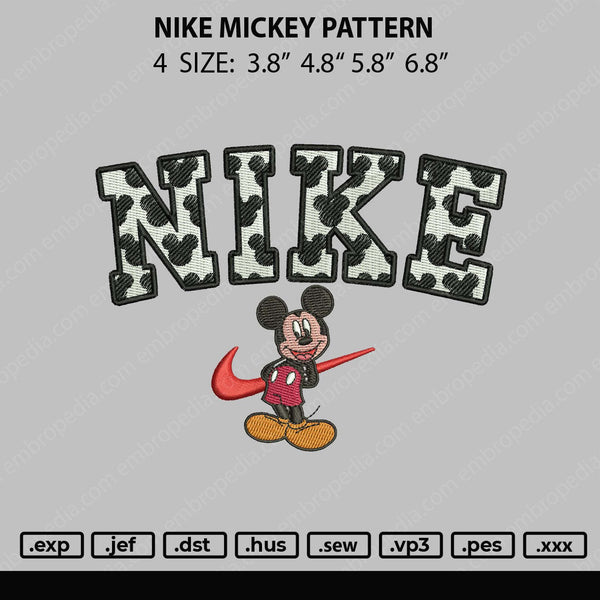 Nike Mickey Pattern Embroidery File 4 size