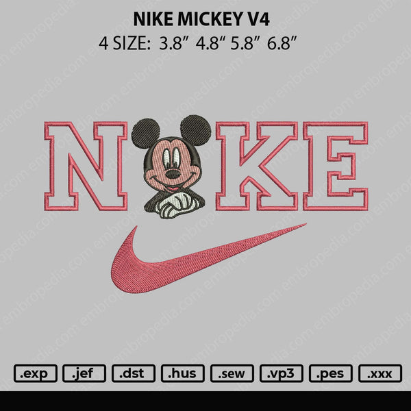 Nike Mickey V4 Embroidery File 4 size