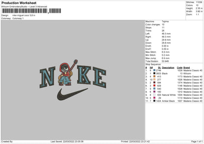 Nike Miguel Coco Embroidery File 4 size