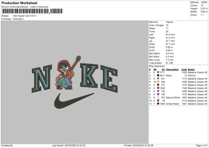 Nike Miguel Coco Embroidery File 4 size