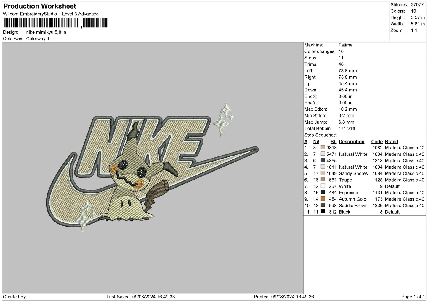 Nike Mimikyu 24 Embroidery File 6 sizes