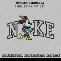 Nike Minnie Mouse V3 Embroidery File 4 size