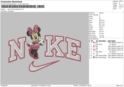 Nike Minnielove Embroidery File 6 sizes