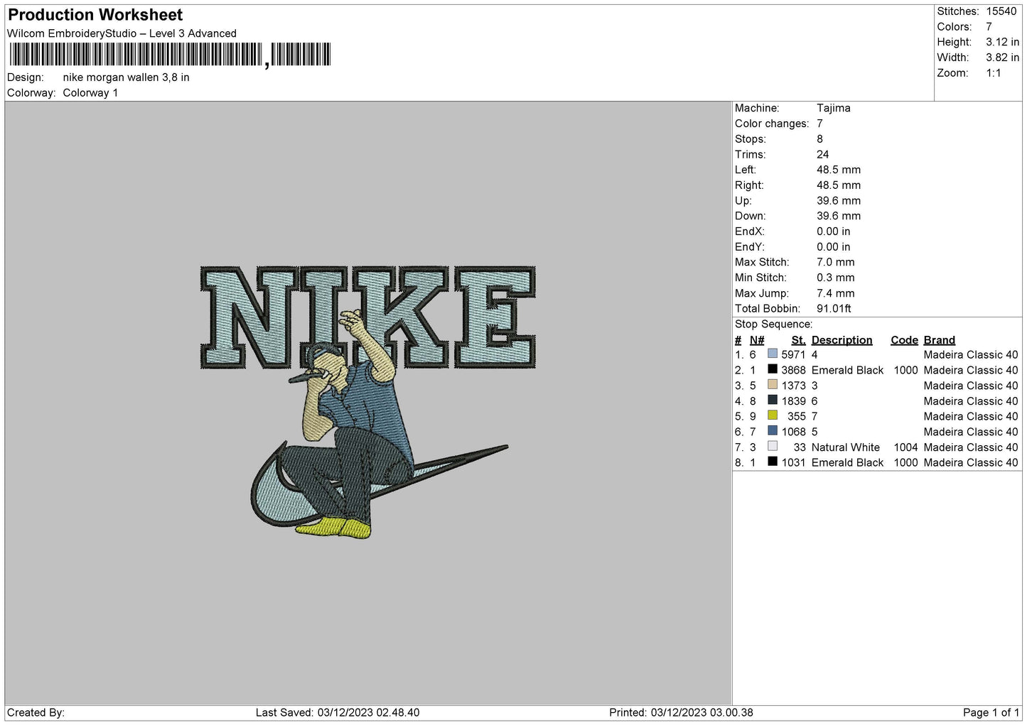 Nike Morgan Embroidery File 6 sizes