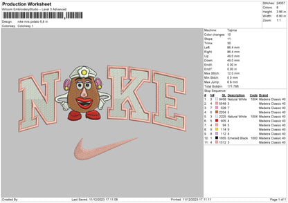 Nike Mrspotato Embroidery File 6 sizes
