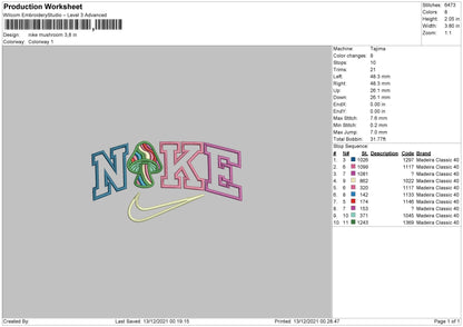 Nike Mushroom Embroidery File 4 size